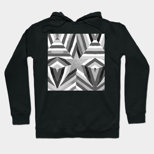 Bright Black and White Stars Hoodie by Carolina Díaz